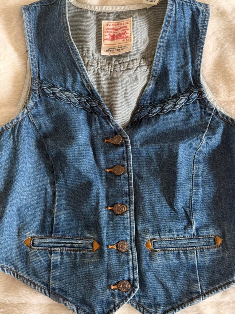Levi's Blue Denim Braided Vest